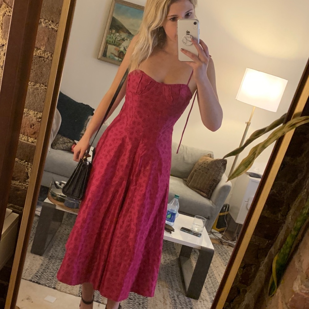 New Ulla Johnson magenta midi evening dress